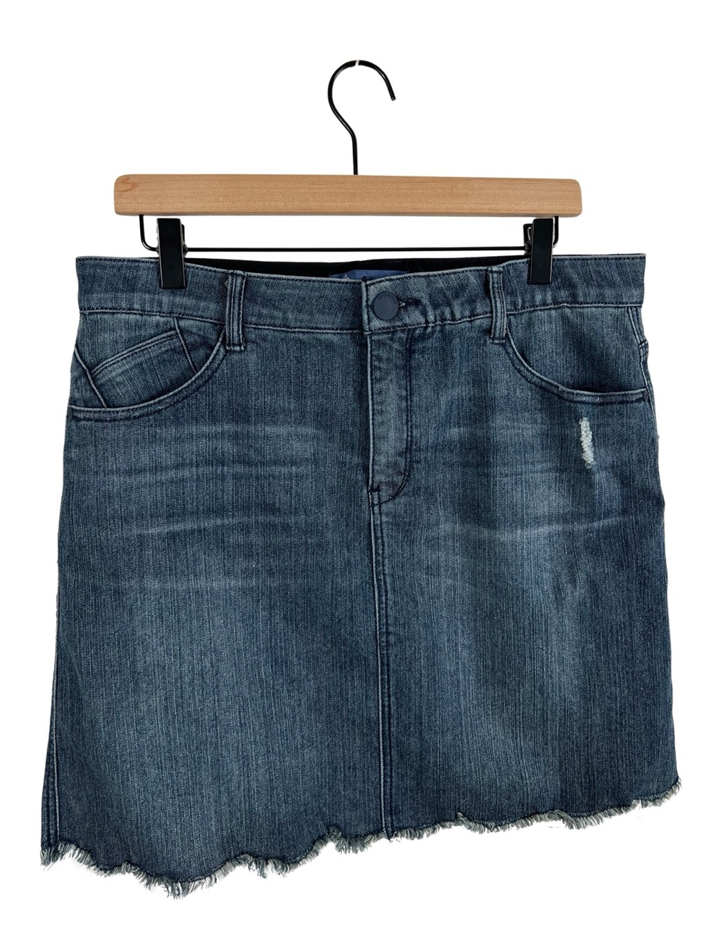 Democracy Absolution Jean Skirt Women’s 12 Blue Stretch Denim Raw Hem
